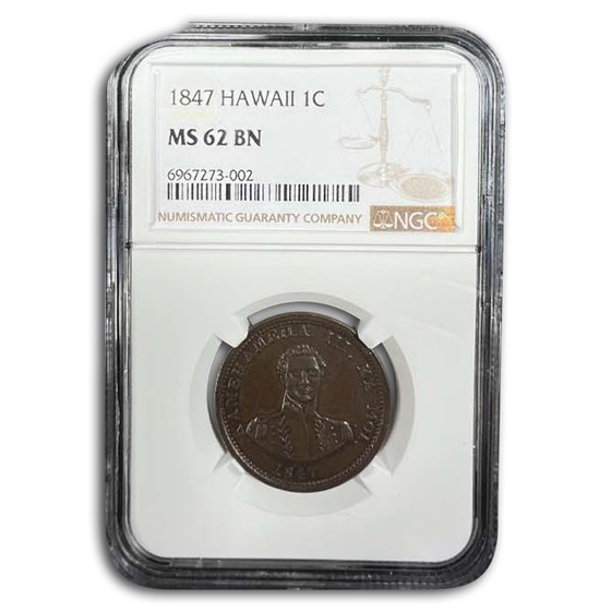1847 Hawaii Cent MS-62 NGC (Brown) 1847 Hawaii Cent MS-62 NGC (Brown)